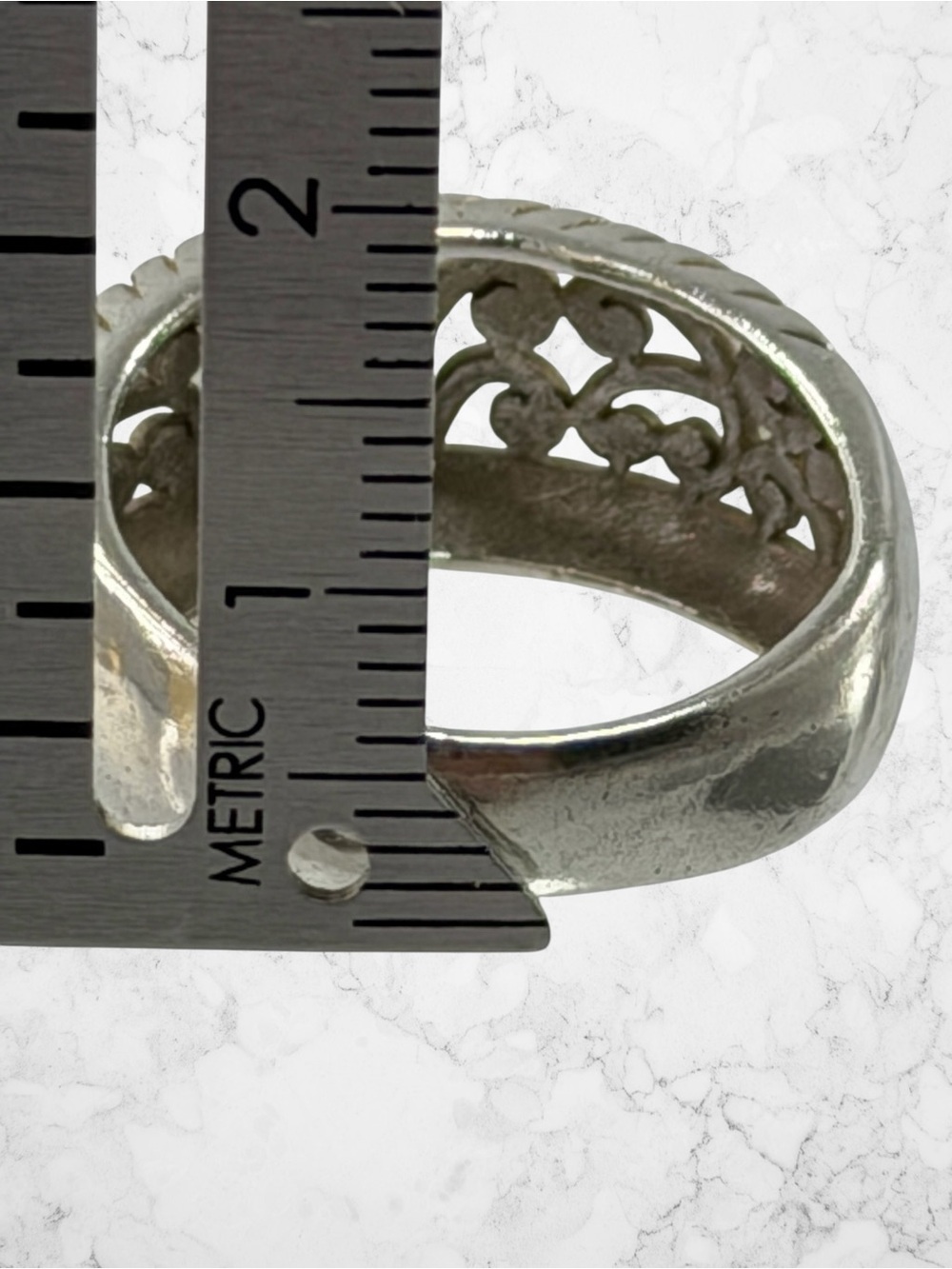 Vintage Sterling Silver 925 Ornate Scroll Rope Ring Size 7 Cheryl Wadsworth CW - Picture 7 of 9